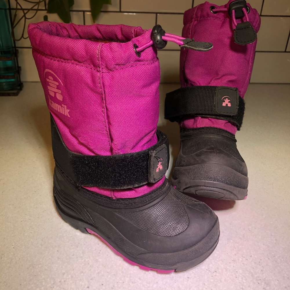 Pink & Black Kamik boots | Girls size 9